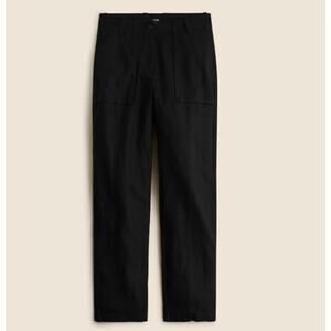 NWT J. Crew Seaside Cargo Pants Black High Waist Linen-TENCEL Lyocell Blend 2
